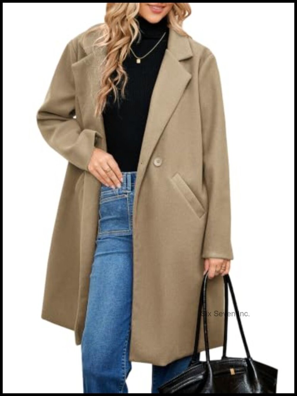 Women's Notch Lapel Single Breasted Peacoat Knee Length Coat